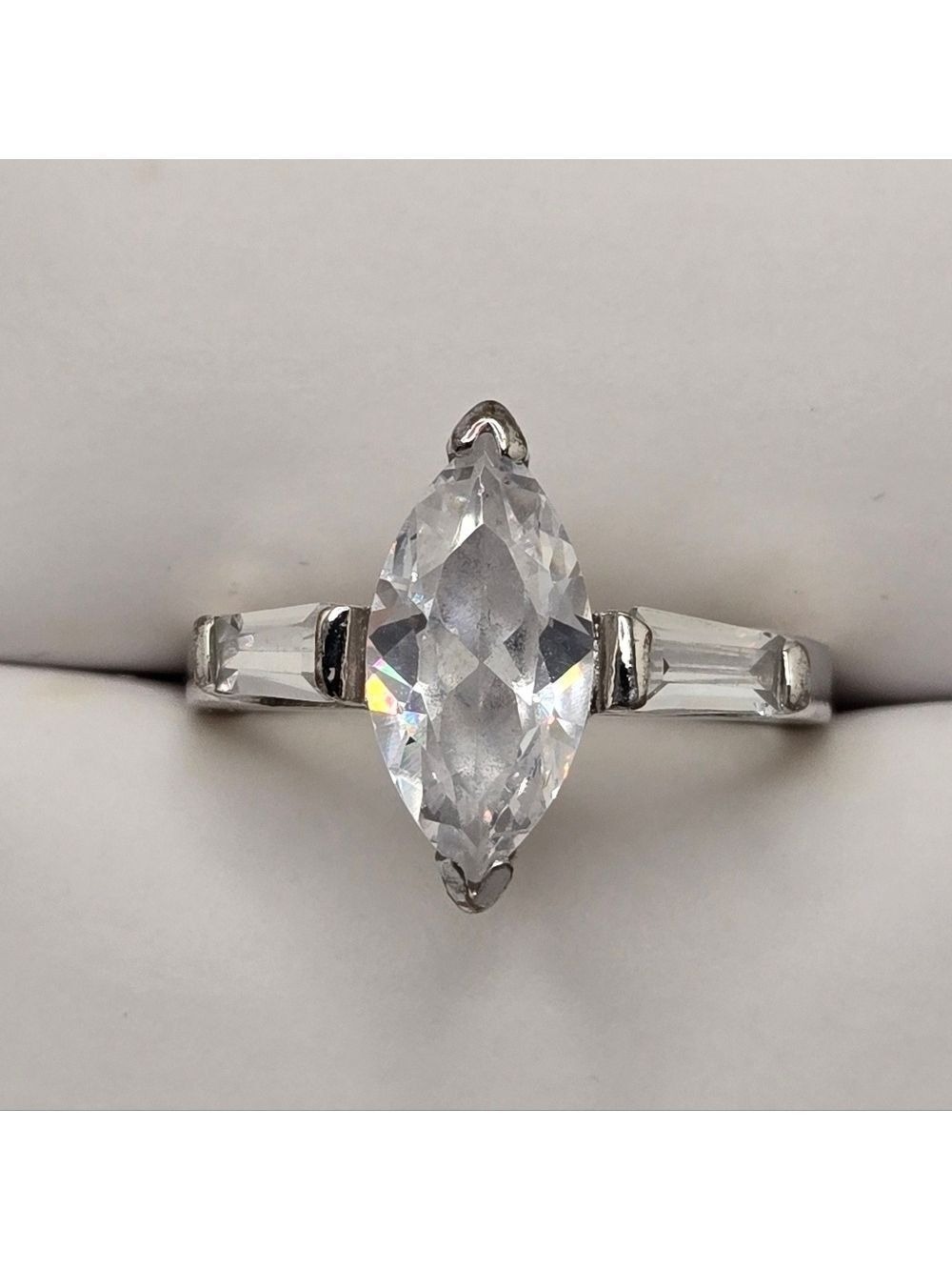 Victorian Style Gemstone Ring Silver Tone Vintage Inspired Statement Size 7.75